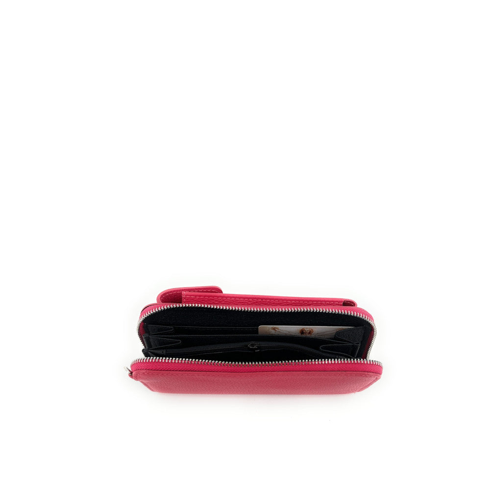 Mini-sac pochette en cuir grainé STREET Rouge magenta