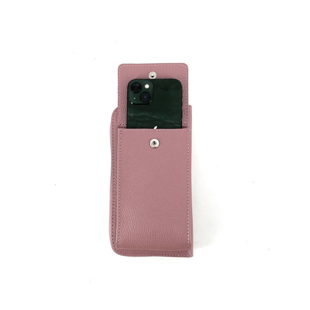 Mini-sac pochette en cuir grainé STREET Rose poudre