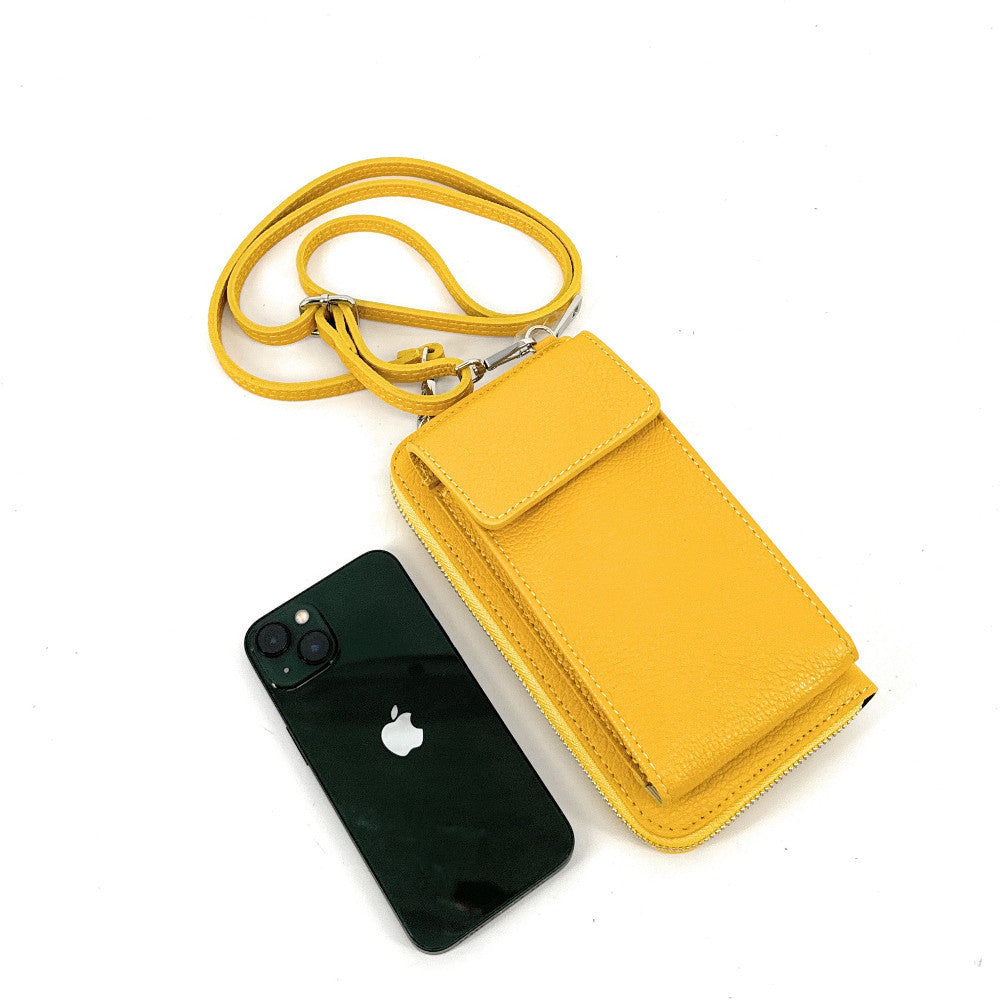 Mini-sac pochette en cuir grainé STREET Jaune tournesol