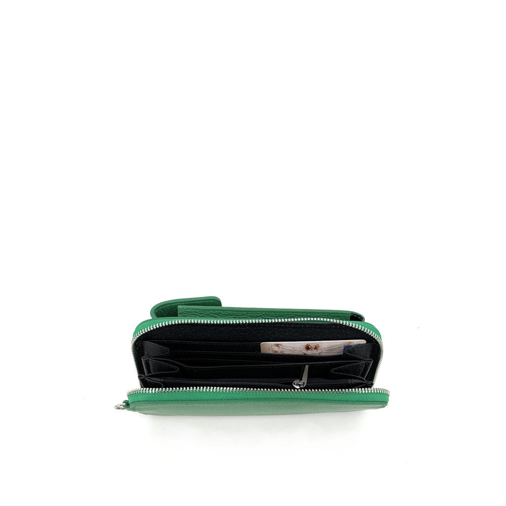 Mini-sac pochette en cuir grainé STREET Vert anglais