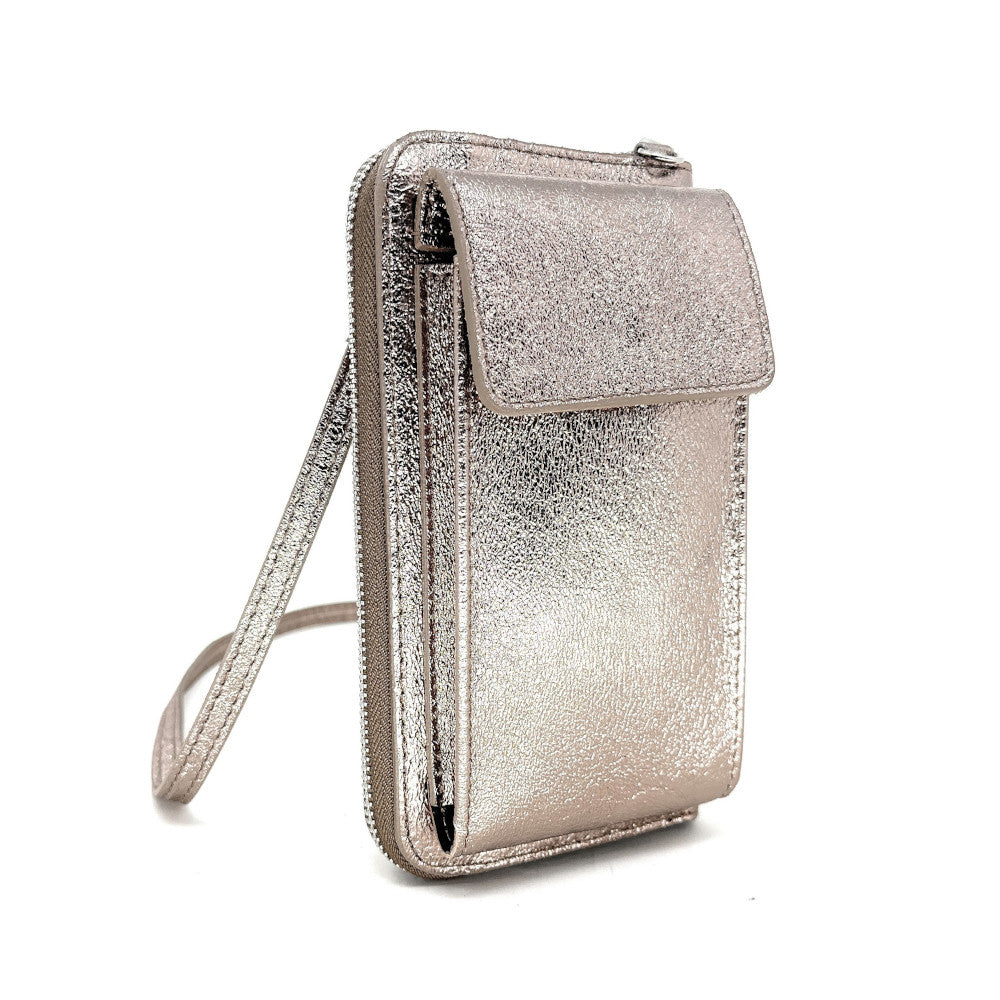 Mini-sac pochette en cuir grainé STREET Champagne irisé