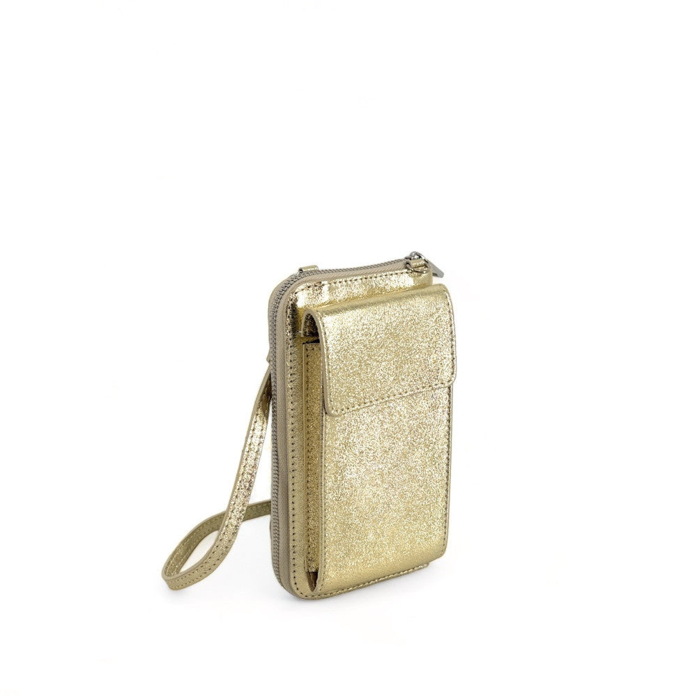 Mini-sac pochette en cuir grainé STREET Or pâle