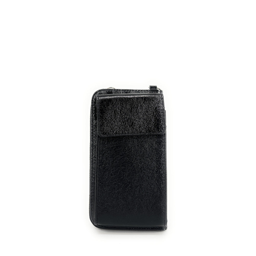 Mini-sac pochette en cuir grainé STREET Noir irisé