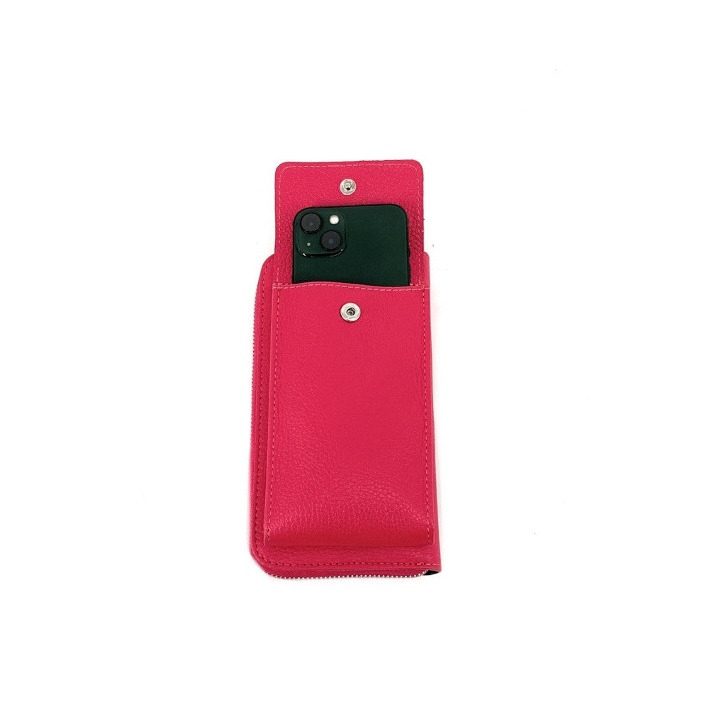 Mini-sac pochette en cuir grainé STREET Rouge magenta