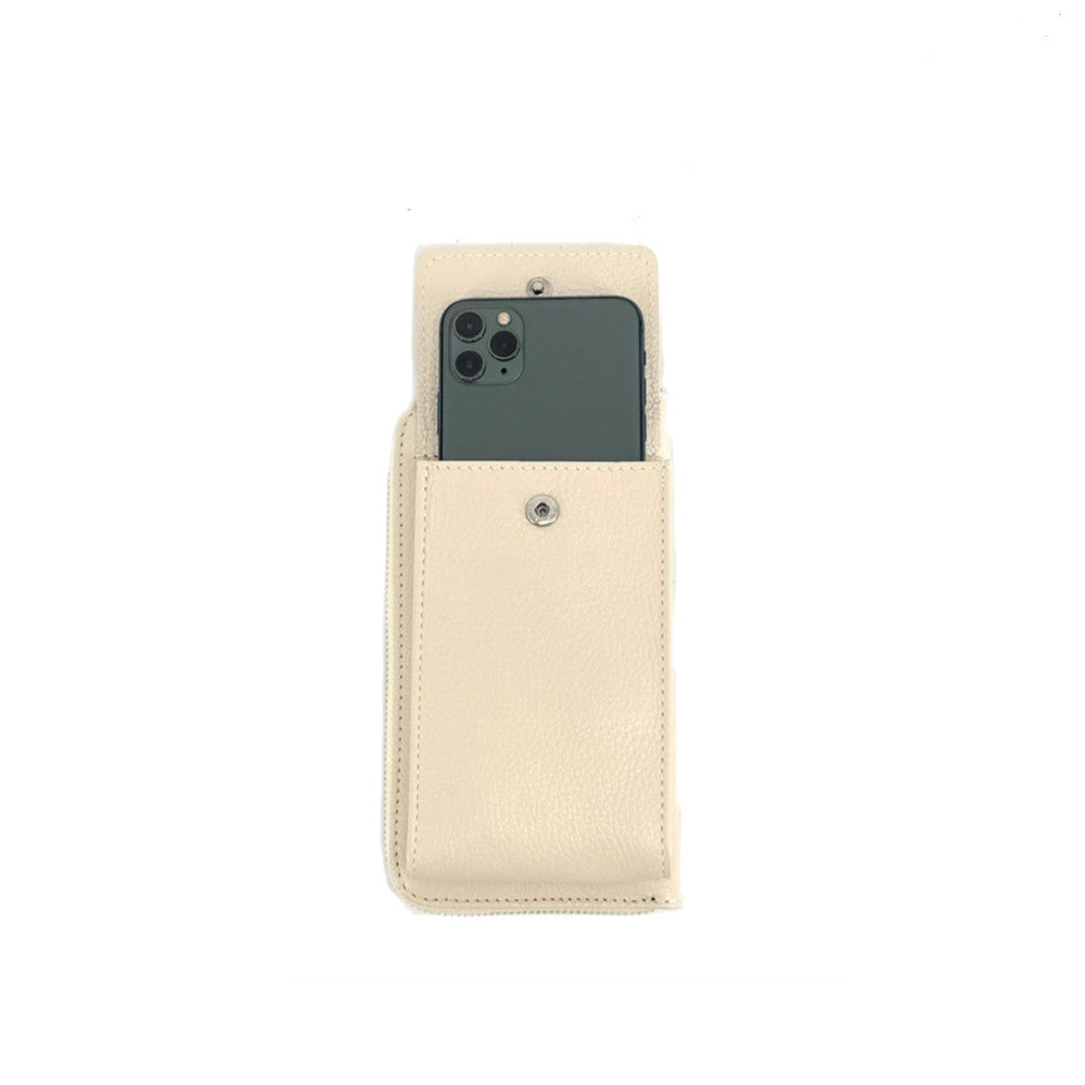 Mini-sac pochette en cuir grainé STREET Beige crème