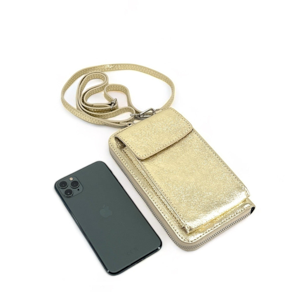 Mini-sac pochette en cuir grainé STREET Or pâle