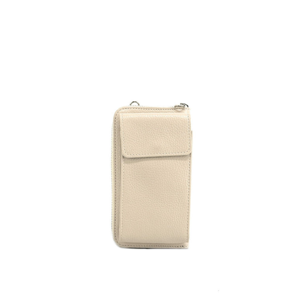 Mini-sac pochette en cuir grainé STREET Beige crème