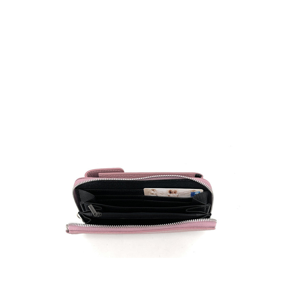 Mini-sac pochette en cuir grainé STREET Rose poudre