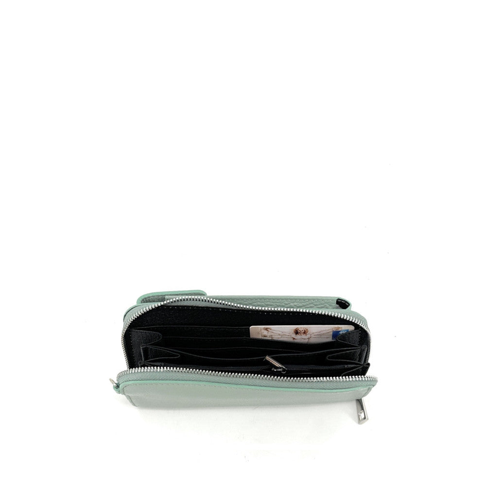 Mini-sac pochette en cuir grainé STREET Vert pastel