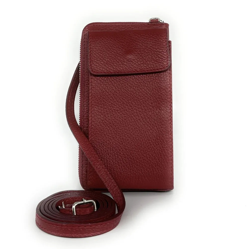 Mini-sac pochette en cuir grainé STREET Rouge foncé