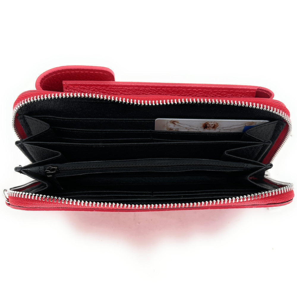 Mini-sac pochette en cuir grainé STREET Rouge garance