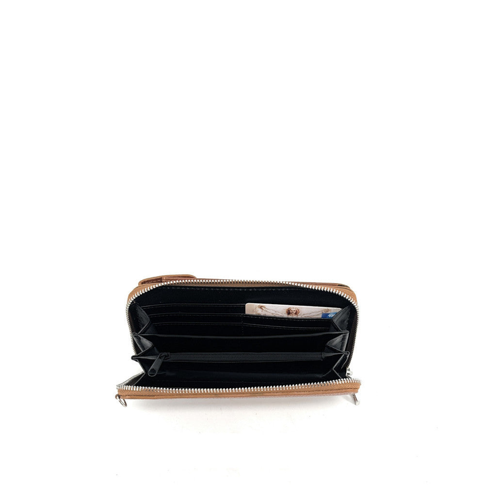 Mini-sac pochette en cuir grainé STREET Cognac foncé