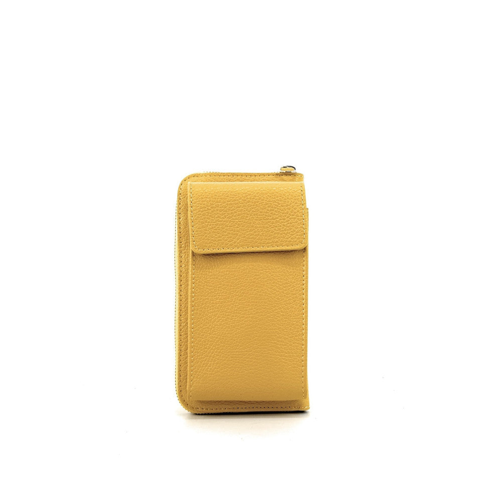 Mini-sac pochette en cuir grainé STREET Jaune tournesol