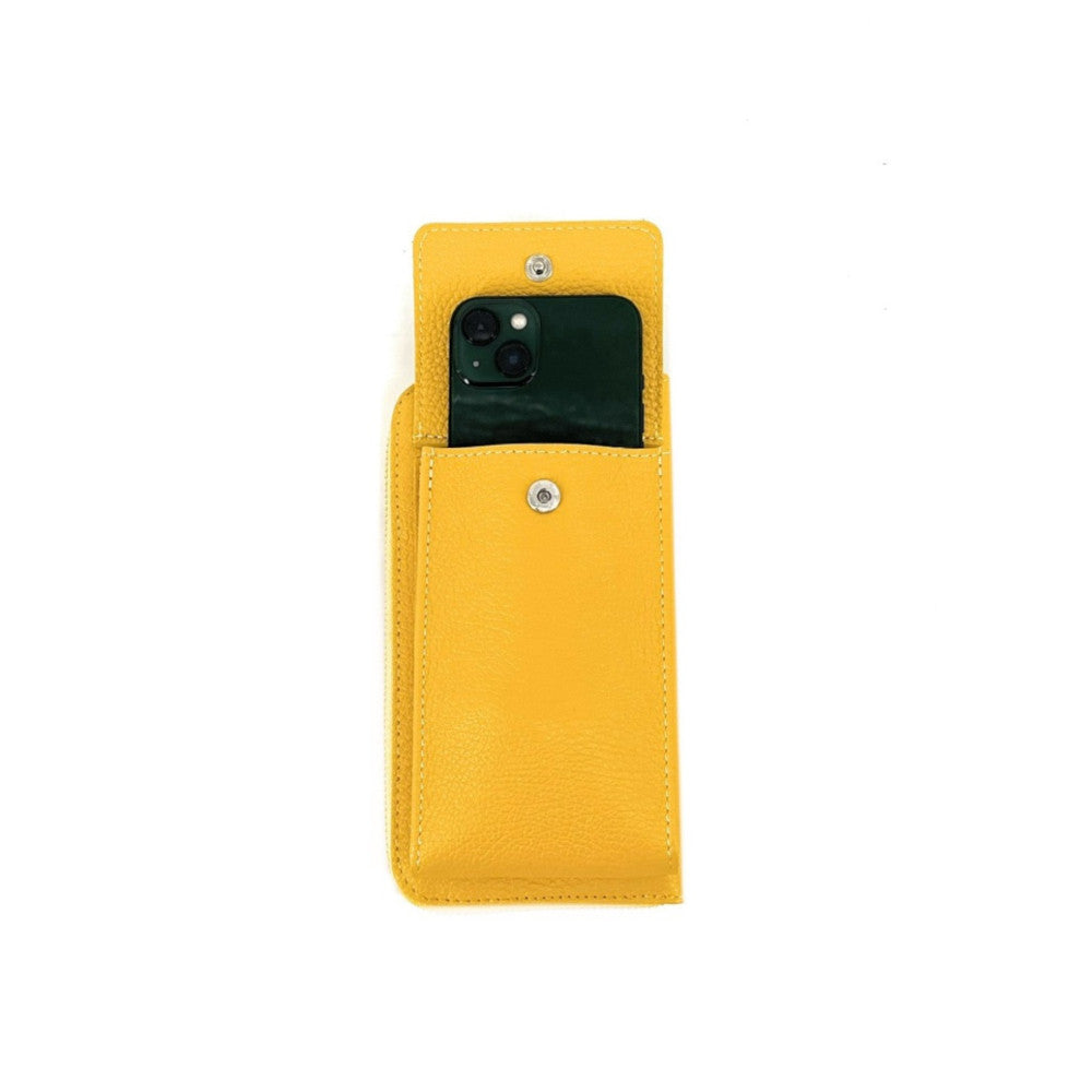 Mini-sac pochette en cuir grainé STREET Jaune tournesol