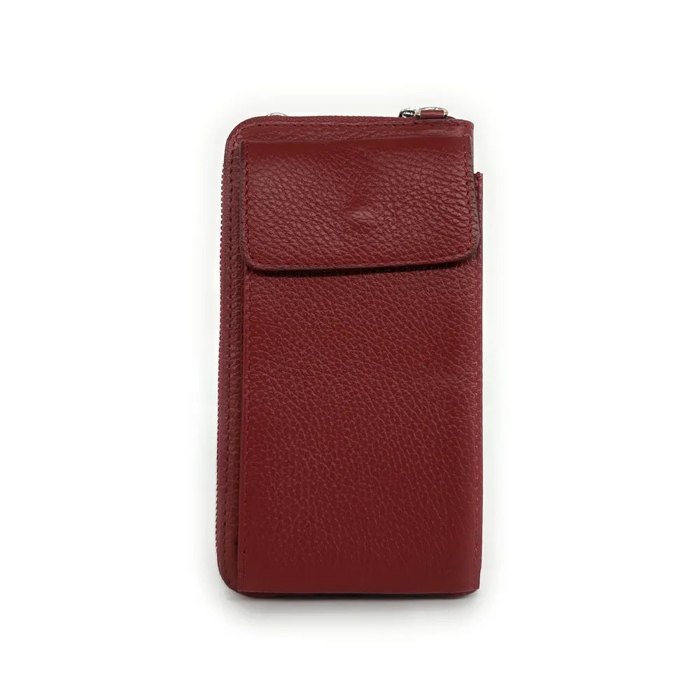 Mini-sac pochette en cuir grainé STREET Rouge foncé
