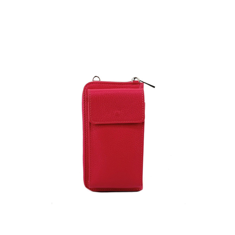 Mini-sac pochette en cuir grainé STREET Rouge magenta