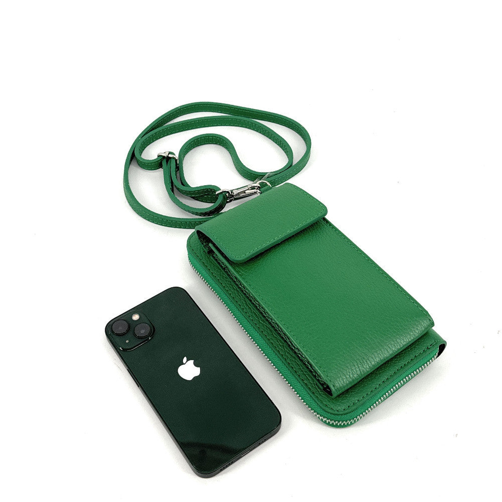 Mini-sac pochette en cuir grainé STREET Vert anglais