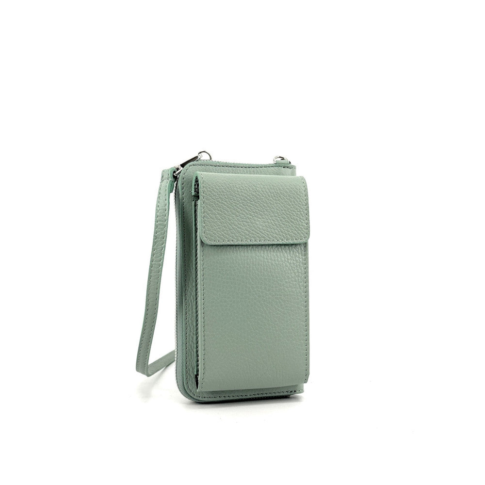 Mini-sac pochette en cuir grainé STREET Vert pastel