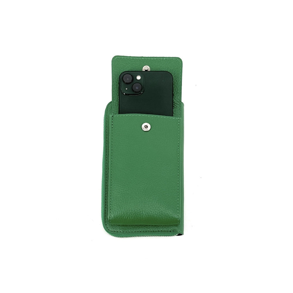 Mini-sac pochette en cuir grainé STREET Vert anglais