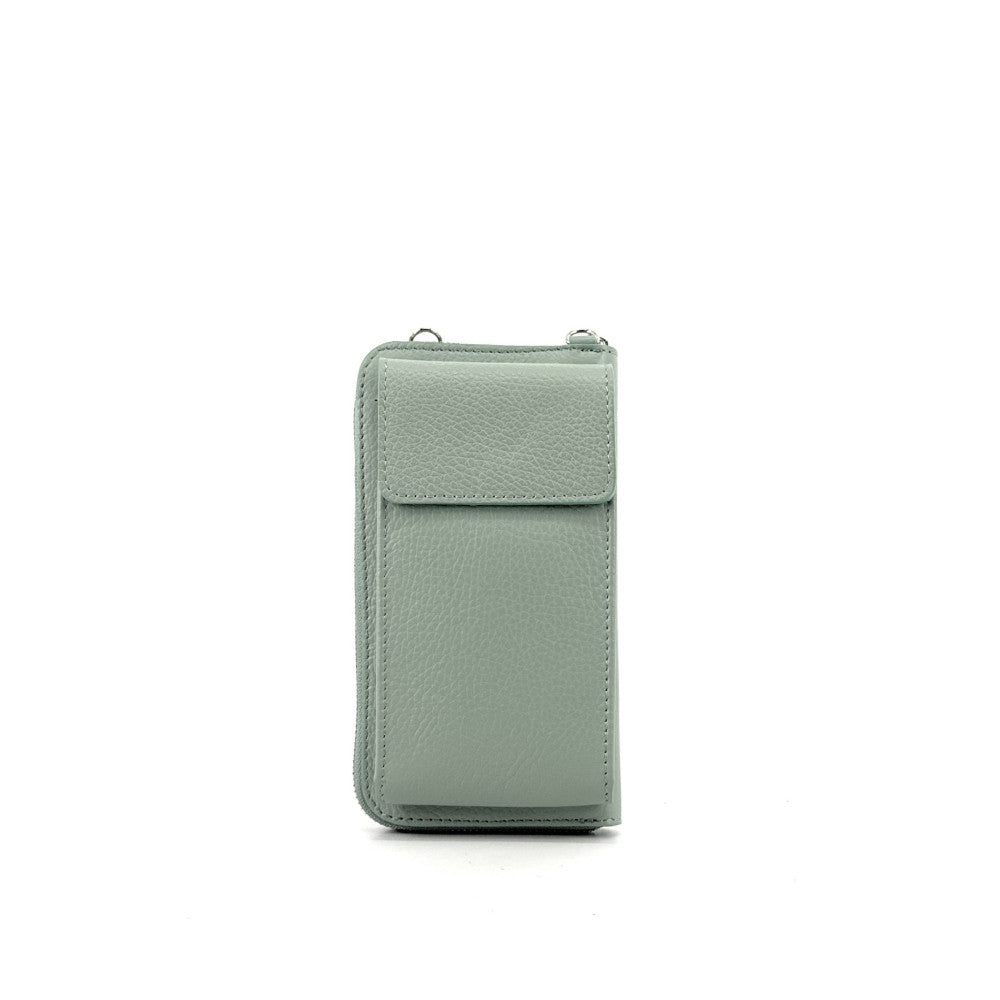 Mini-sac pochette en cuir grainé STREET Vert pastel