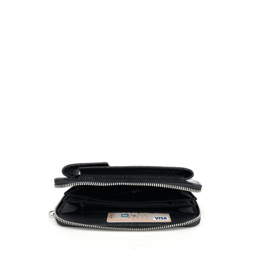 Mini-sac pochette en cuir grainé STREET Noir irisé