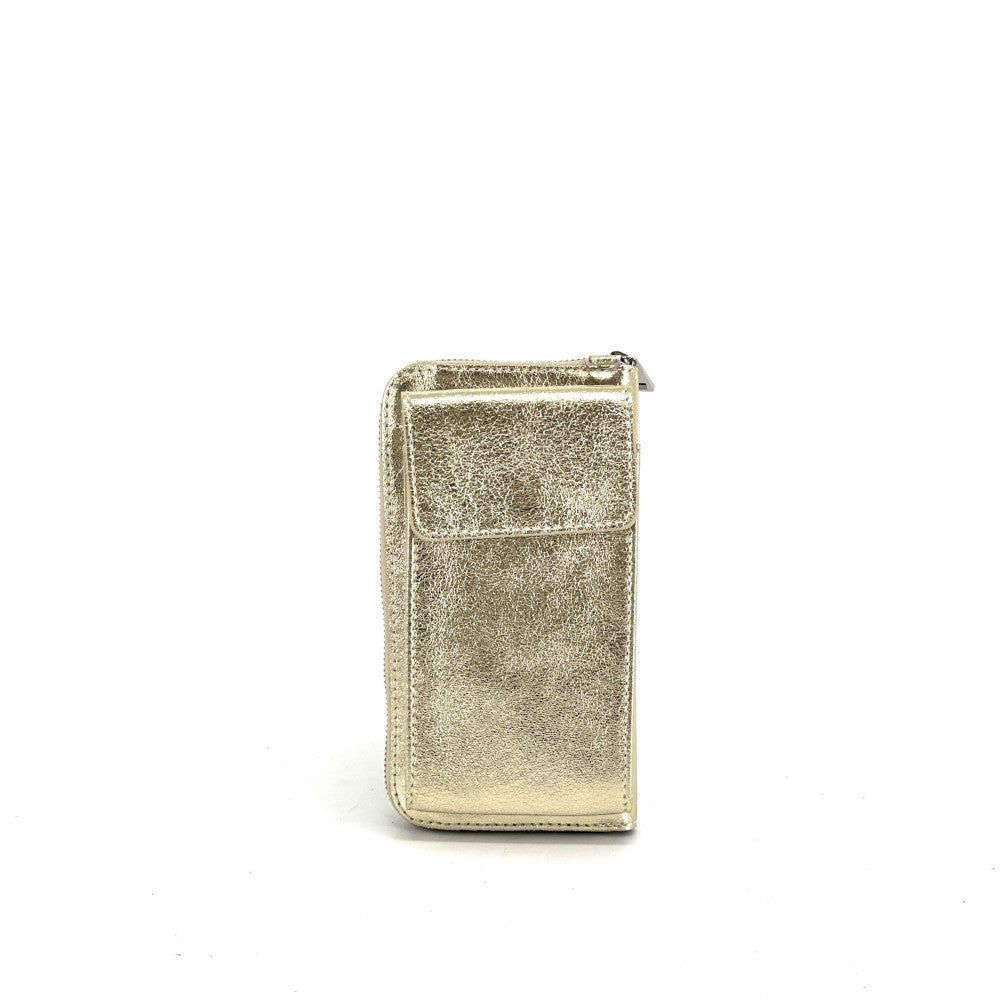 Mini-sac pochette en cuir grainé STREET Or pâle