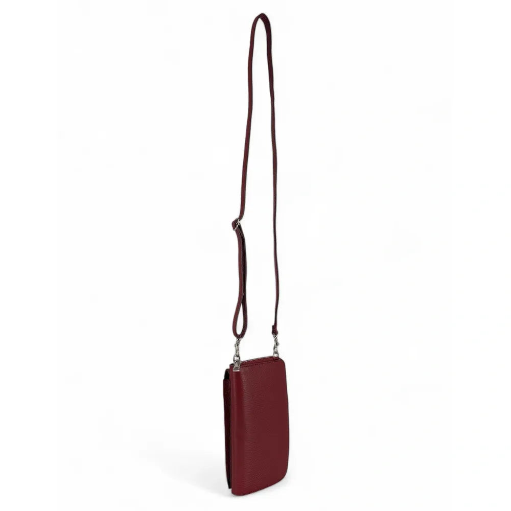 Mini-sac pochette en cuir grainé STREET Rouge foncé