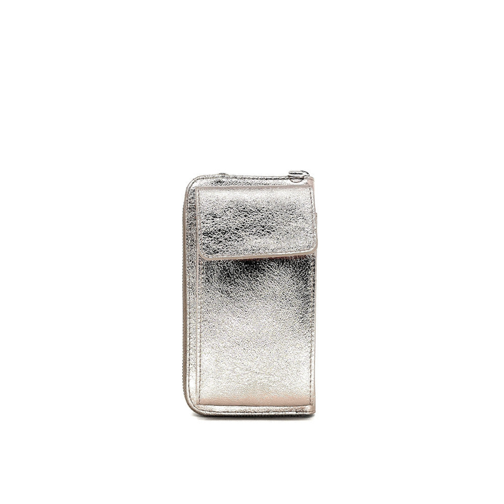 Mini-sac pochette en cuir grainé STREET Champagne irisé