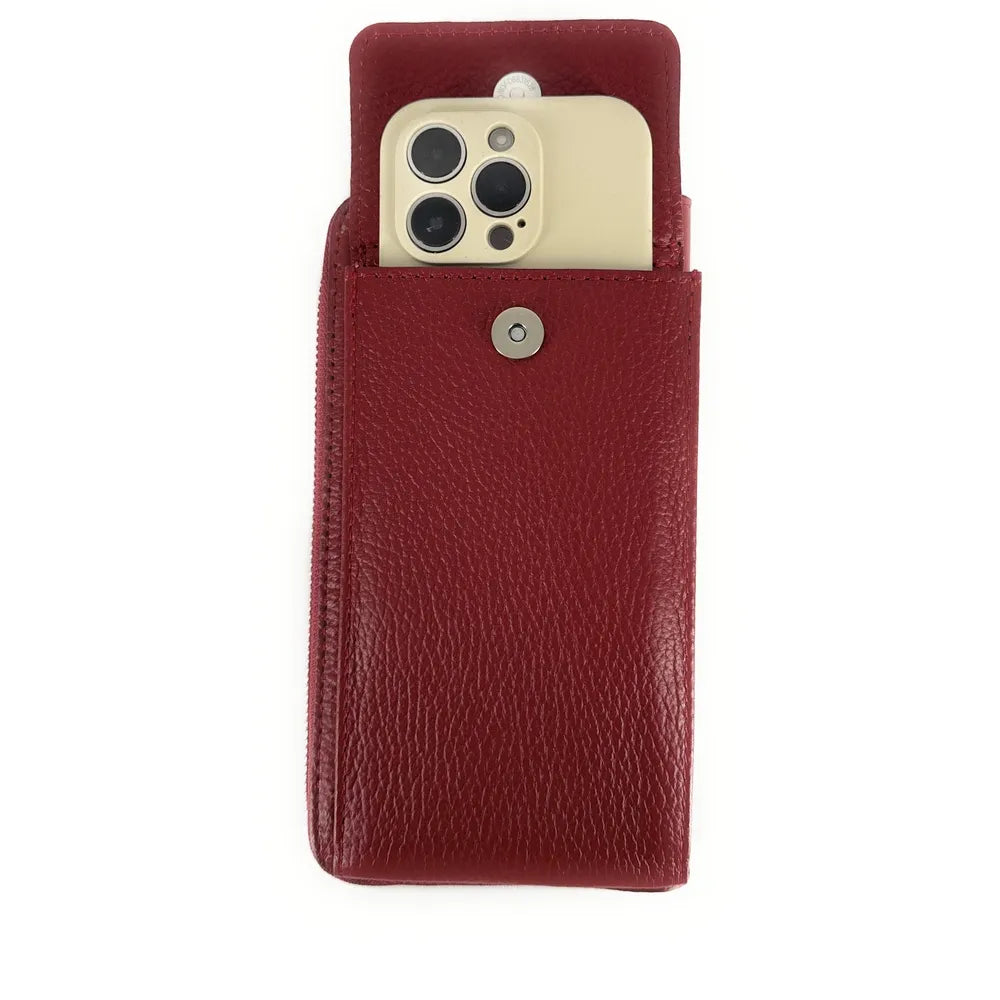 Mini-sac pochette en cuir grainé STREET Rouge foncé