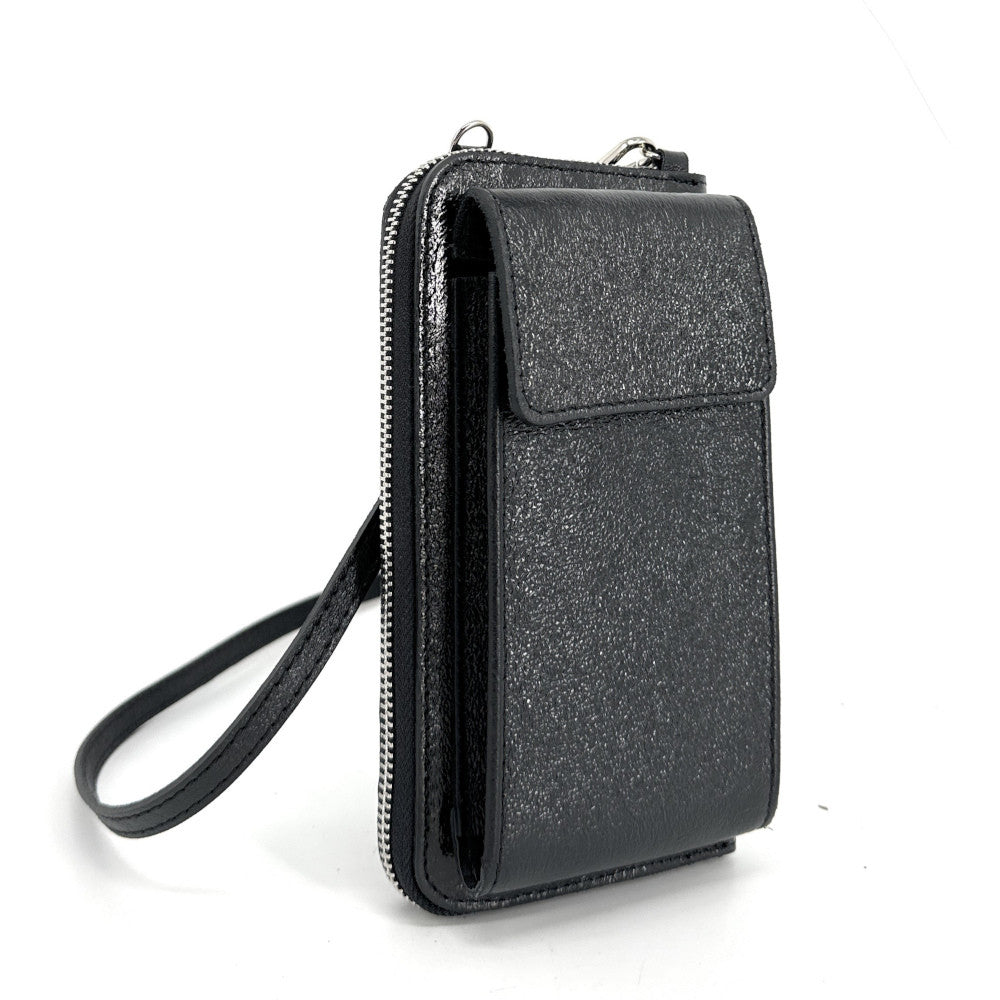 Mini-sac pochette en cuir grainé STREET Noir irisé