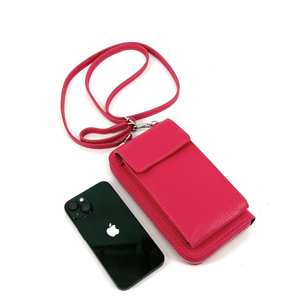 Mini-sac pochette en cuir grainé STREET Rouge magenta