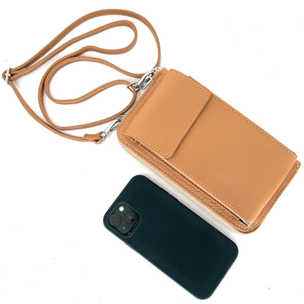 Mini-sac pochette en cuir grainé STREET Camel