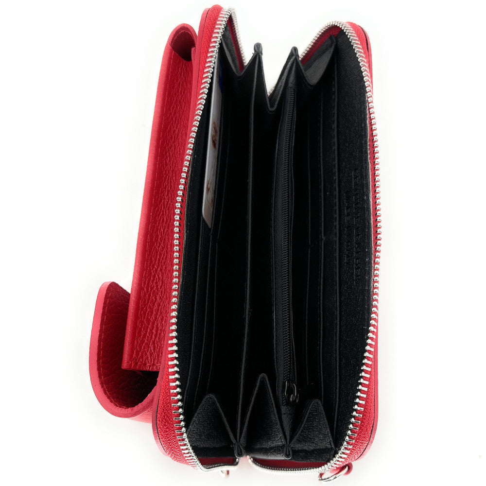 Mini-sac pochette en cuir grainé STREET Rouge garance