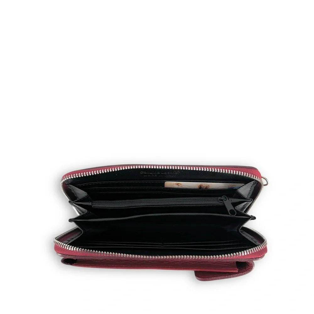 Mini-sac pochette en cuir grainé STREET Rouge foncé