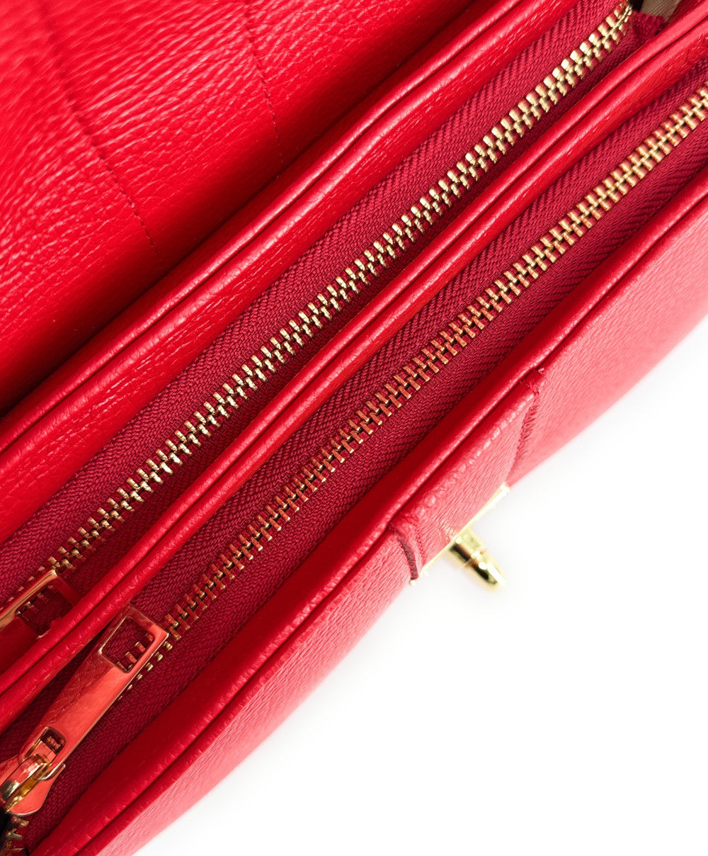 Sac à main en cuir grainé ZOE Rouge garance
