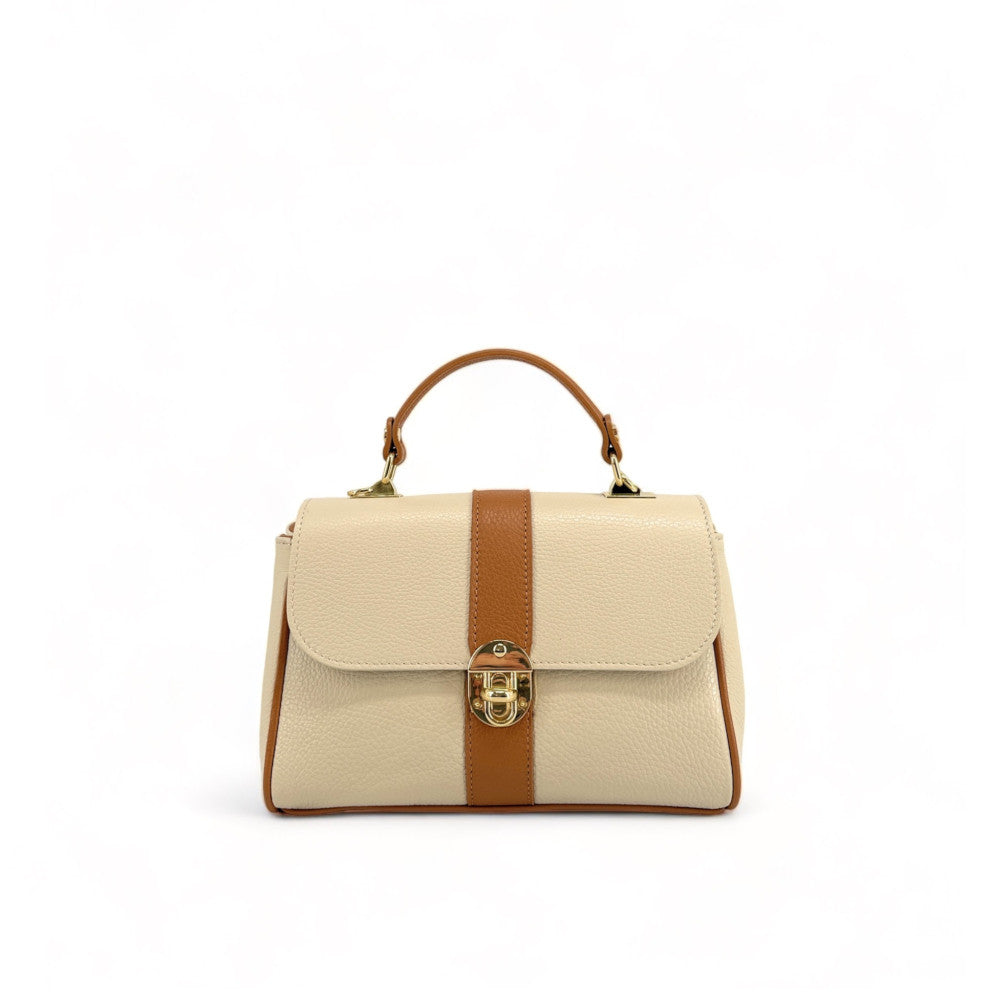 Sac à main en cuir grainé ZOE Beige / Camel