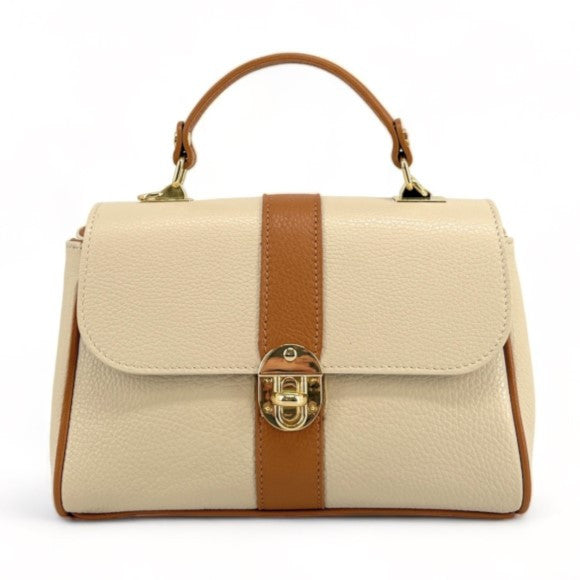 Sac à main en cuir grainé ZOE Beige / Camel