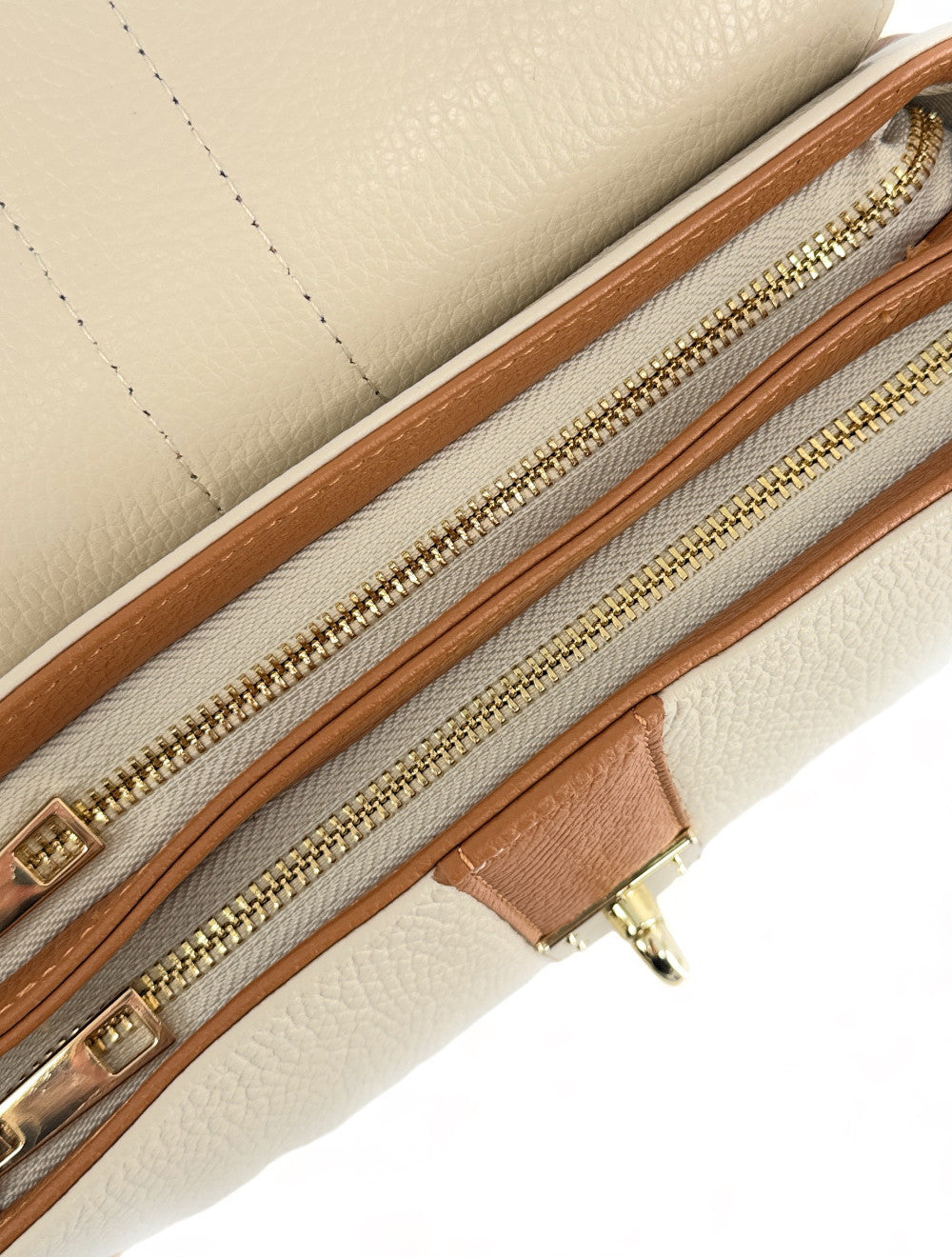 Sac à main en cuir grainé ZOE Beige / Camel