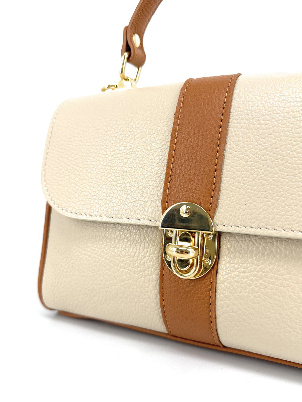 Sac à main en cuir grainé ZOE Beige / Camel