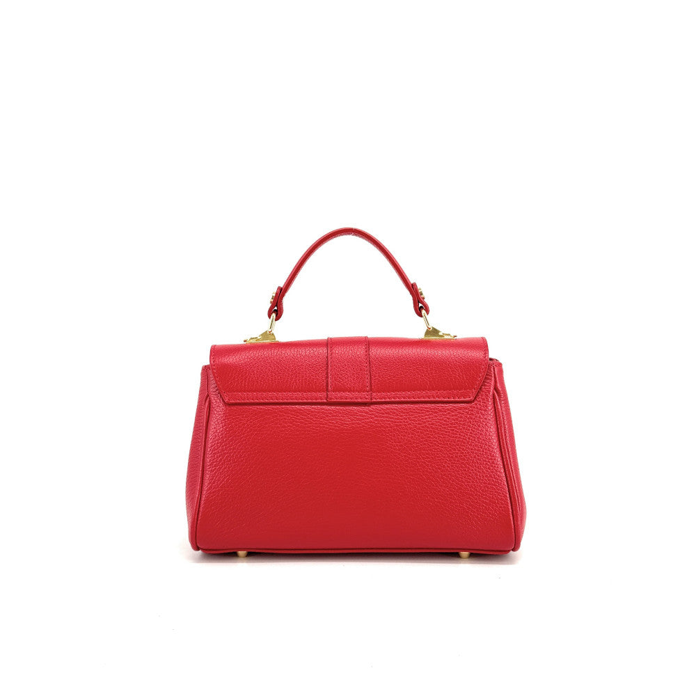 Sac à main en cuir grainé ZOE Rouge garance