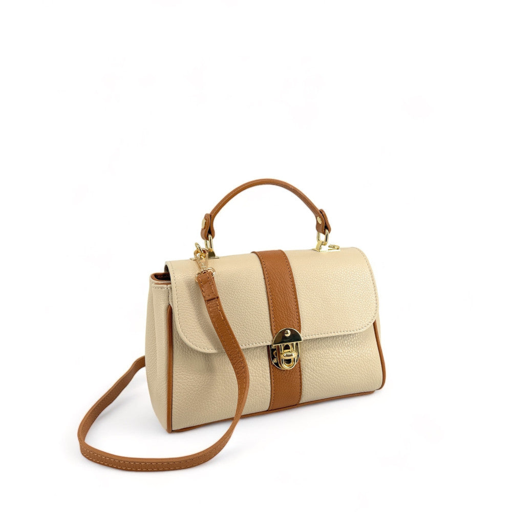 Sac à main en cuir grainé ZOE Beige / Camel