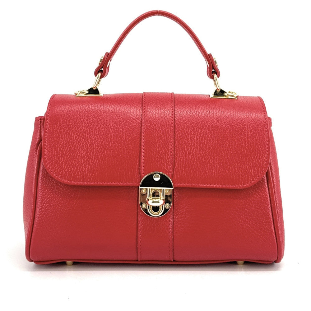 Sac à main en cuir grainé ZOE Rouge garance