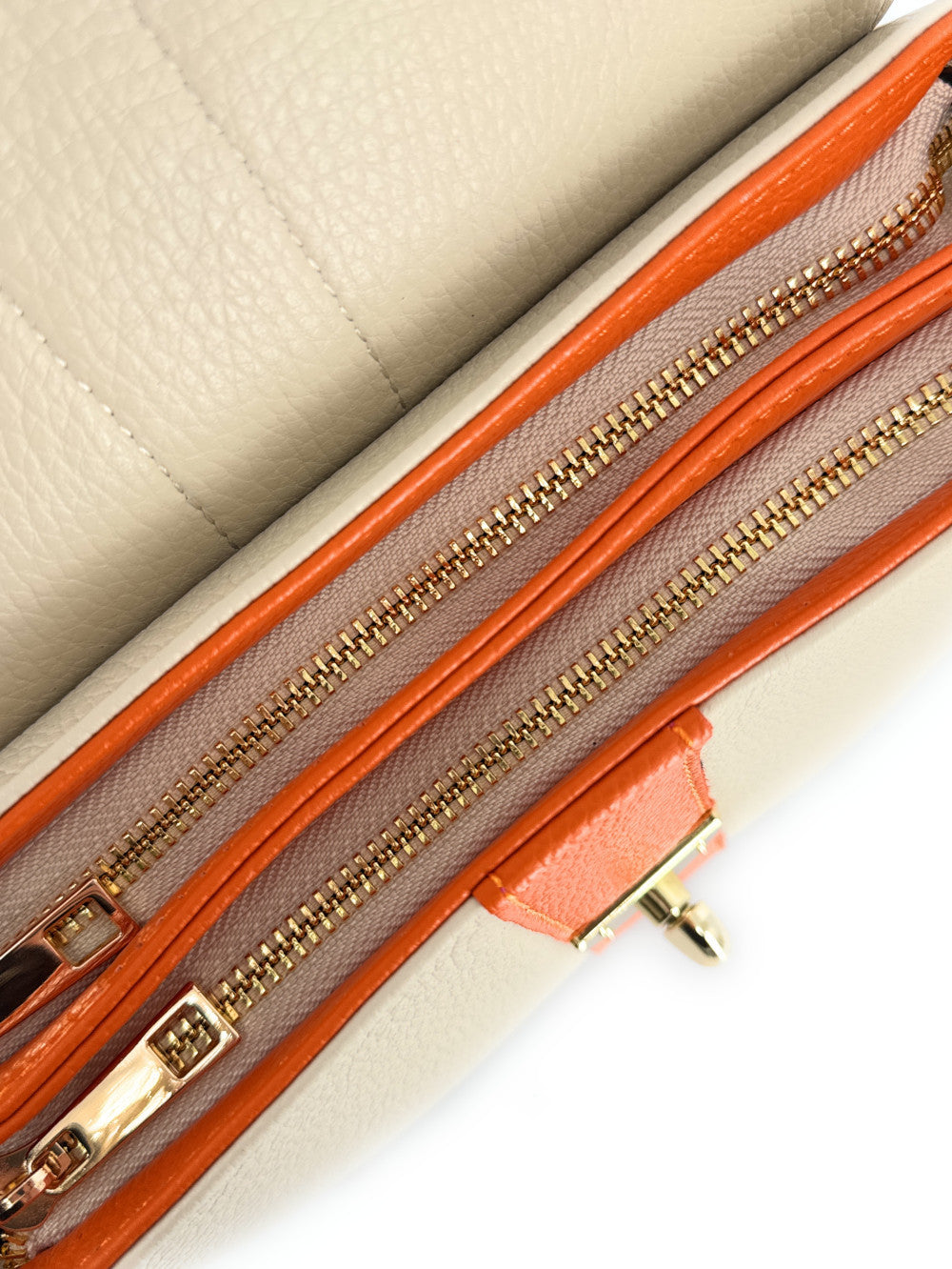 Sac à main en cuir grainé ZOE Beige / Orange