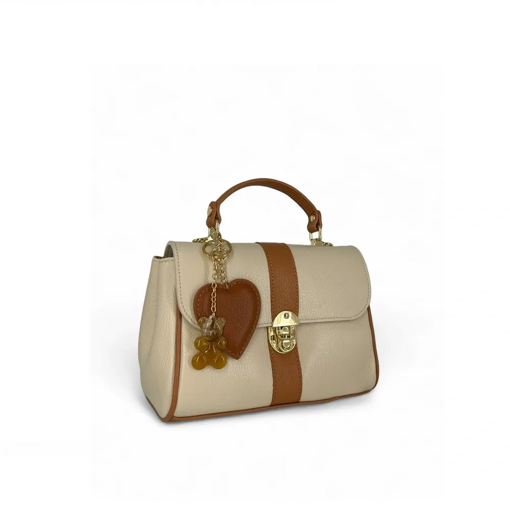 Sac à main en cuir grainé ZOE Beige / Camel