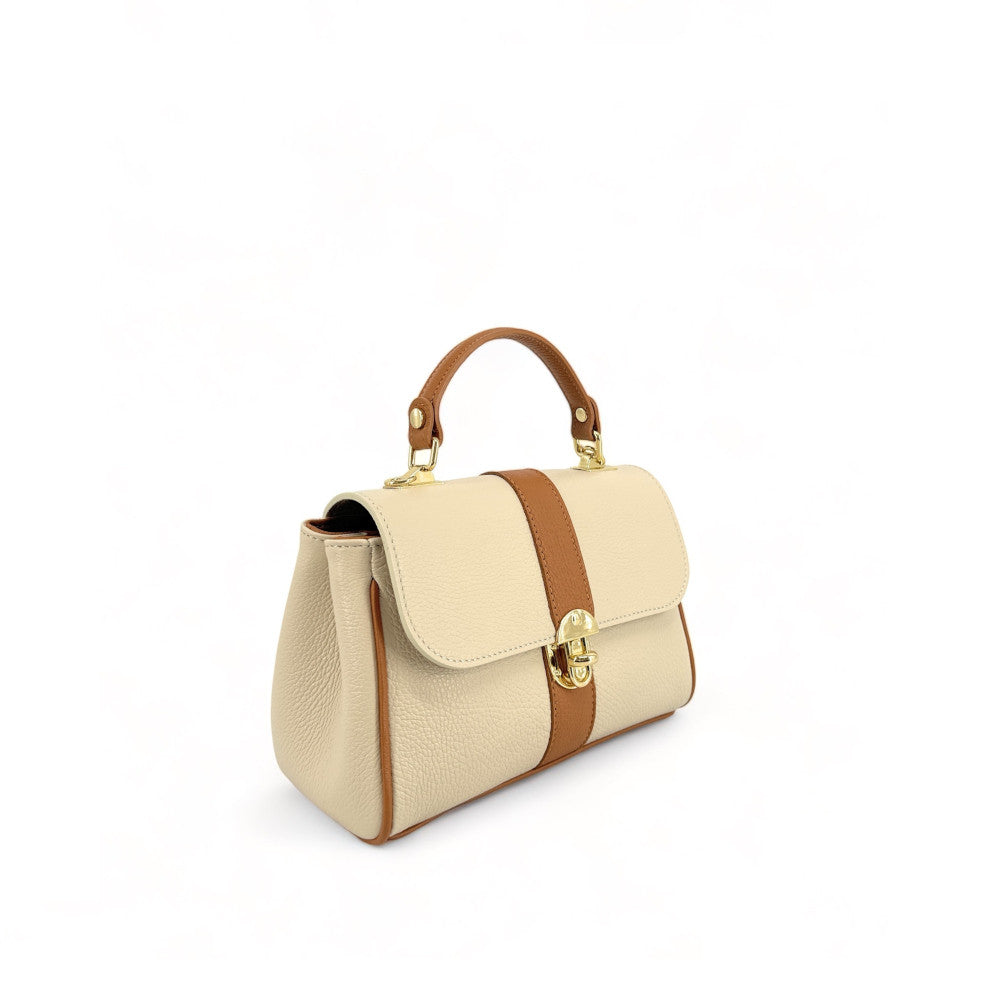 Sac à main en cuir grainé ZOE Beige / Camel