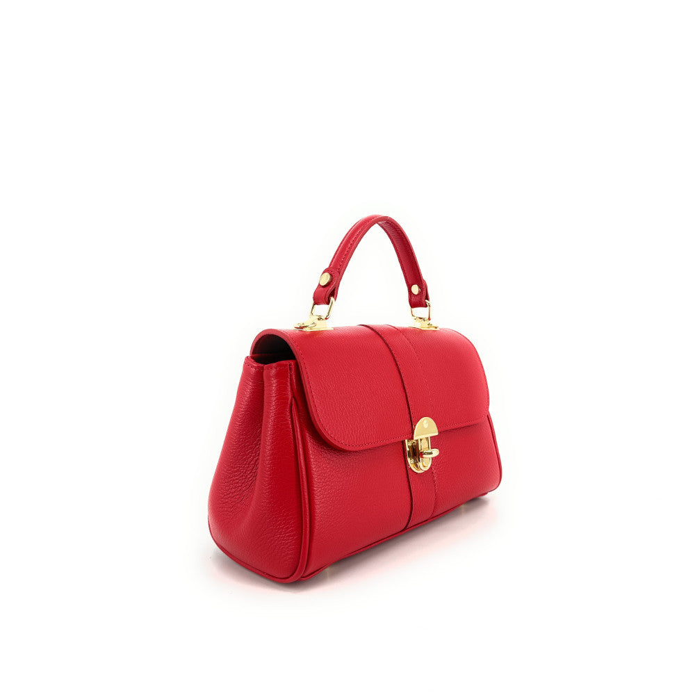 Sac à main en cuir grainé ZOE Rouge garance