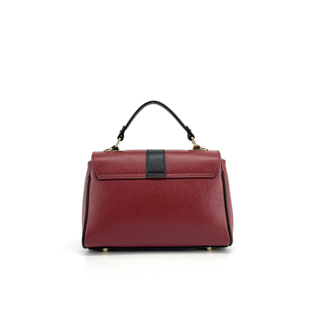 Sac à main en cuir grainé ZOE Rouge foncé / Noir