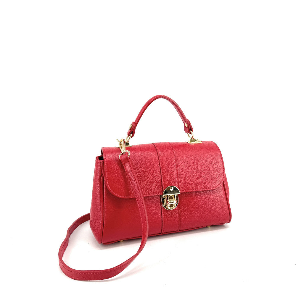 Sac à main en cuir grainé ZOE Rouge garance