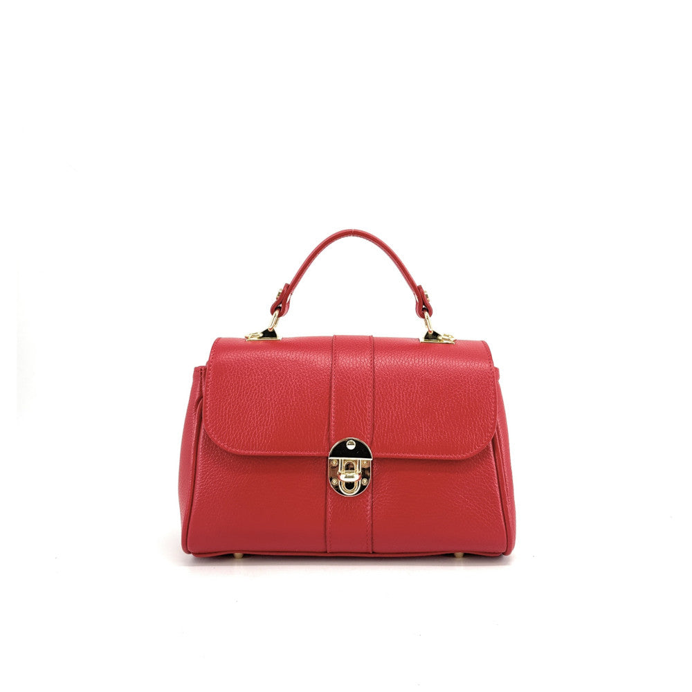 Sac à main en cuir grainé ZOE Rouge garance