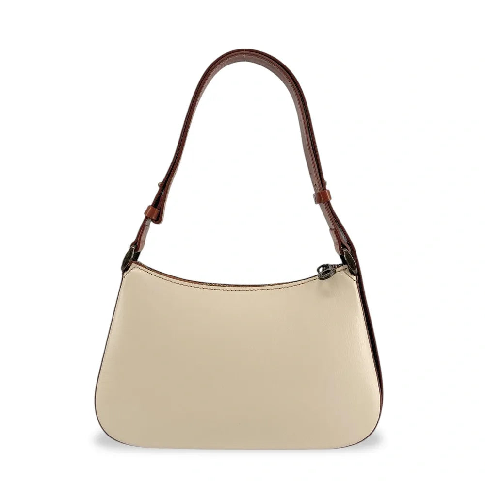 Sac french stick en cuir lisse CHIARA Beige / Camel